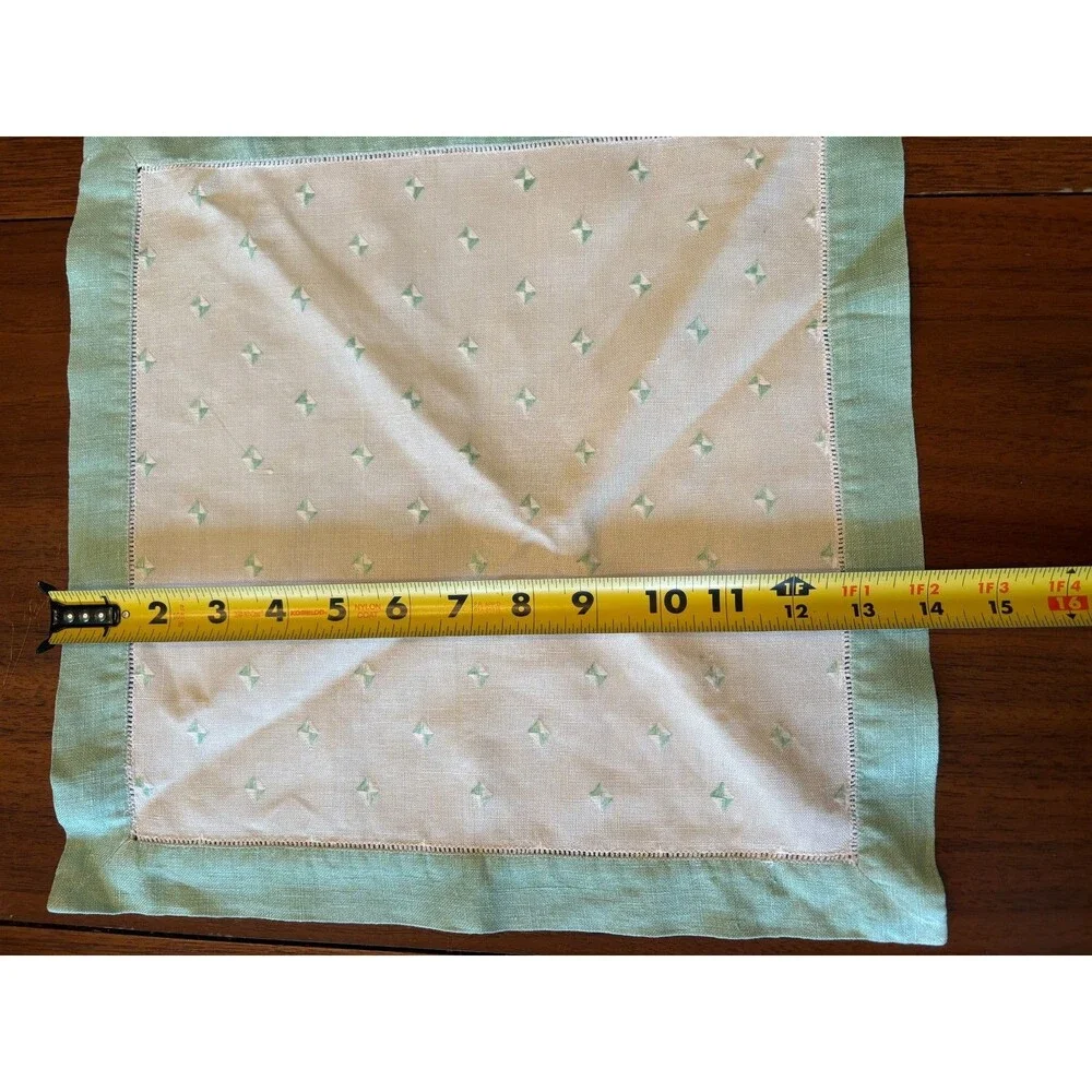 Vintage embroidered linen Set of 8 Placemats + 8 Napkins + 1 runner Cottage MCM